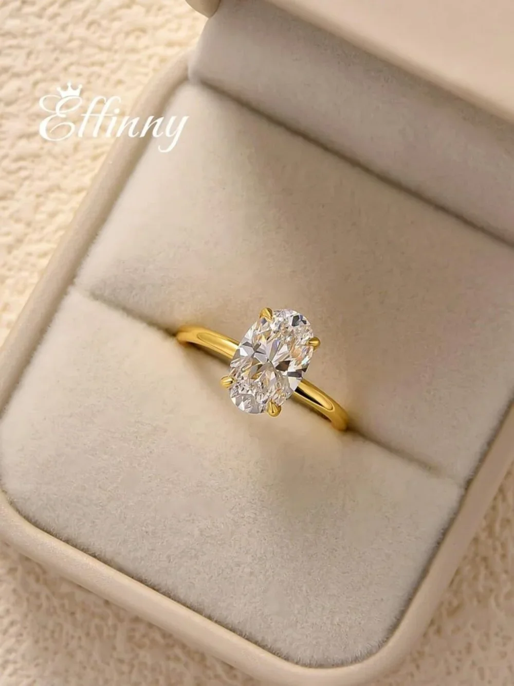 Stunning 3.5 Carat Elongated Oval Cut Engagement Ring, 925 Sterling Silver